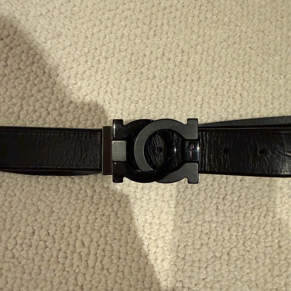 Men's Ferragamo Black Leather Belt